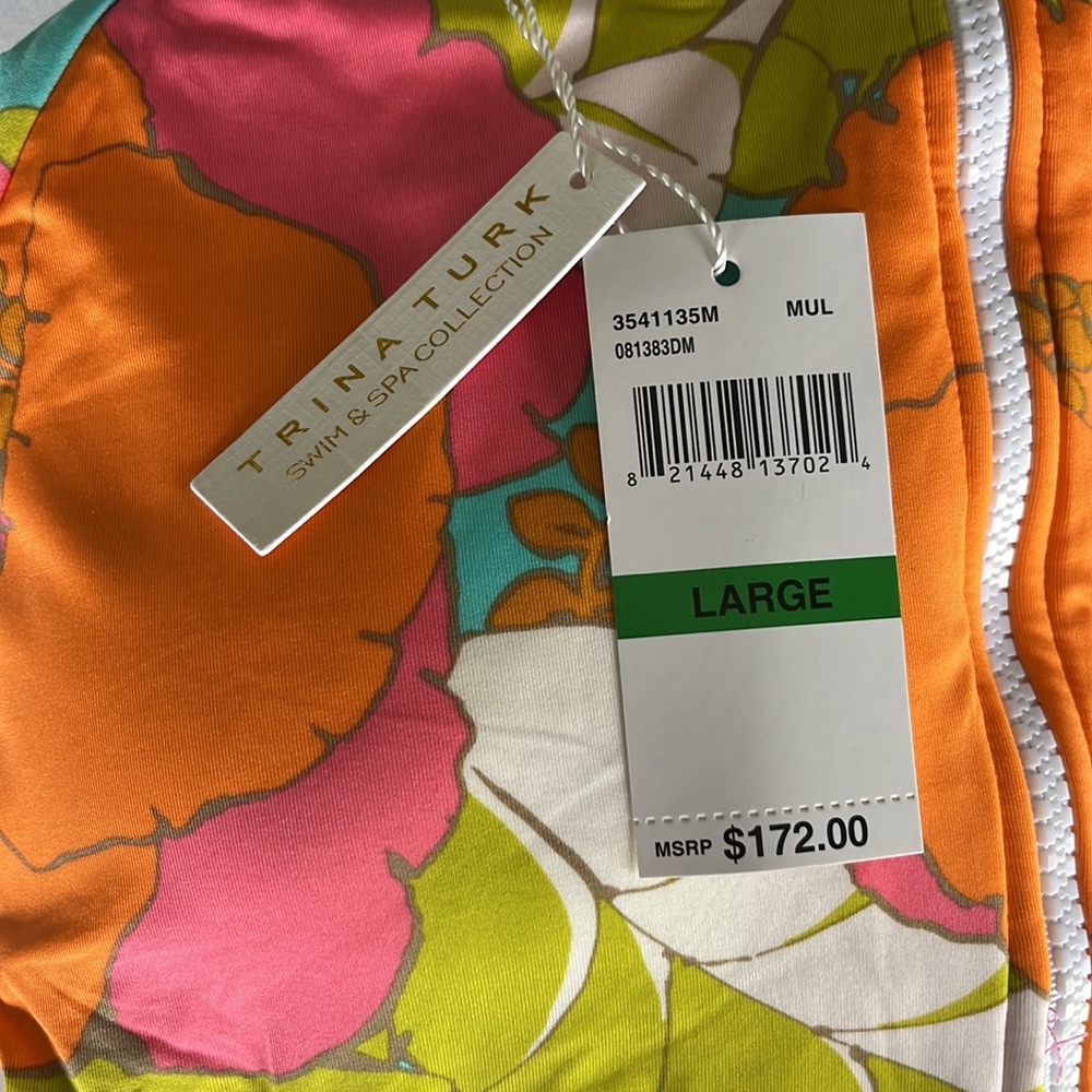 Trina Turk Orange and Pink Floral One Piece Swimsuit - Picture 13 of 13